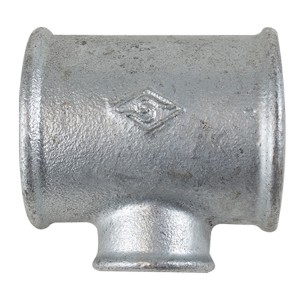 T-koppling för minskning galvaniserad muff x muff x muff  R65/2½" x R25/1" x R65/2½"